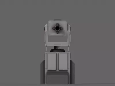 PBR Turret Gun 01 Grey Low-poly 3D model