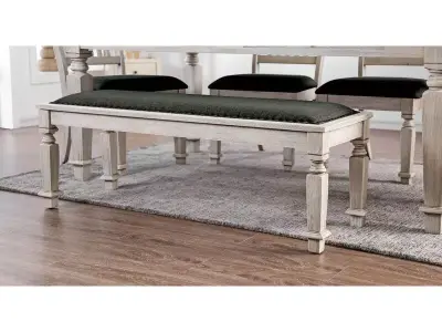 Antique Yellow Tomas Wood Upholstered Bench 3D model