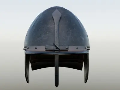 Lobster-tailed pot helmet pappenheimer Low-poly 3D model