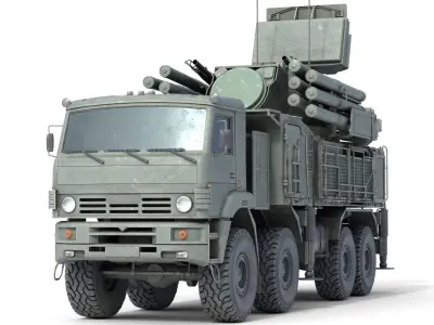Missile System Pantsir S1 SA-22 Low-poly 3D model
