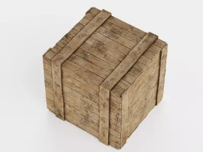 Wooden Crate V12 - Weathered Storage Box 3D model