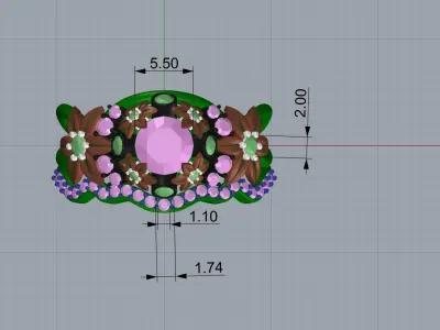 China flower ring this ring accounted for a few gems    3D print model