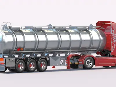 Euro Truck With Tanker 3D model