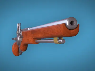 WheelLock Pistol Firearm LowPoly 3D Model Low-poly 3D model