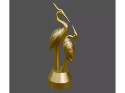 Elegant Heron Bird Statue Pair - Home Decor 3D Print Model 3D print model
