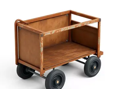 Weathered Industrial Utility Cart Low-poly 3D model