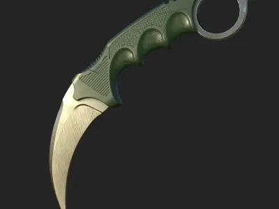 Karambit knife Low-poly 3D model 2