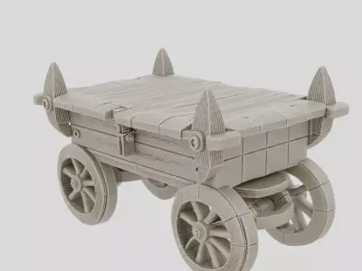 Fantasy Wooden Dungeon Supply Cart for 3D print Low-poly 3D model