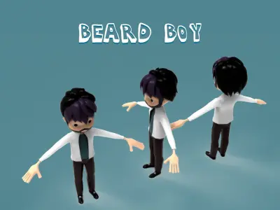 low poly cartoon beard boy Free low-poly 3D model