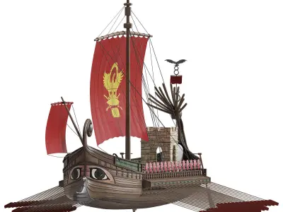 Trireme antique warship 3D model