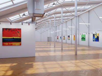 Art Museum Gallery Interior 9 Low-poly 3D model