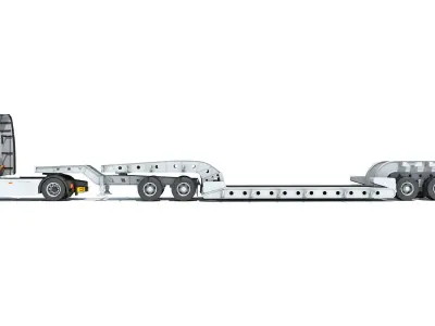 Heavy Truck with Lowboy Trailer 3D model purchase