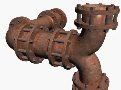 Industrial Pipe 3d Model Low-poly 3D model