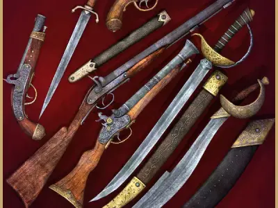 Pirate Weapons Collectuion Low-poly 3D model