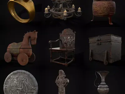 Medieval Prop Mix Thirty Nine 3D Model Pack