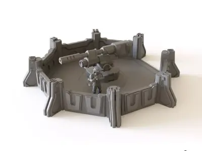 Sci fi Artillery Emplacement for tabletop scenery 3D print model