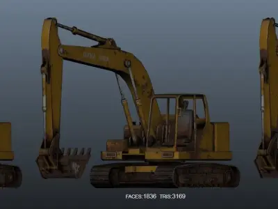 Rusty Digger Low-poly 3D model
