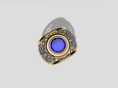 3D Printible ring whit stone 3D model