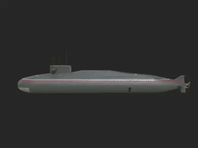 INS Arihant Class Ballistic Missile Submarine Low-poly 3D model