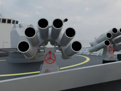 Type 87 Anti Submarine Rocket Free low-poly 3D model