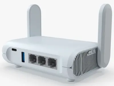 Small Form-Factor Wi-Fi Router with Ports 3D model