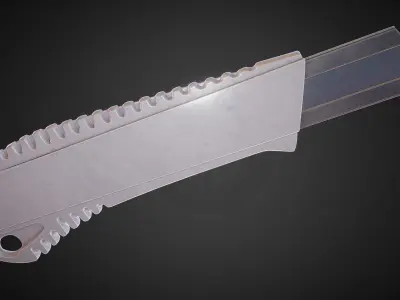Box Cutter Lowpoly White Plastic - Gameready - PBR Textures Low-poly 3D model