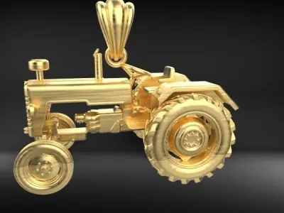 Tractor Necklace Charm Pendant Farm Jewelry 3D print model