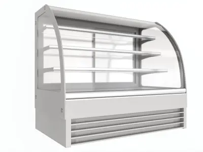 Store cake display shelf with curved glass and cooling 3D model