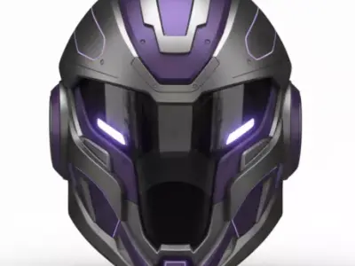 Cosmic Cybernetic Combat Helmet 3D Model Galactic Pilot Headgear Low-poly 3D model