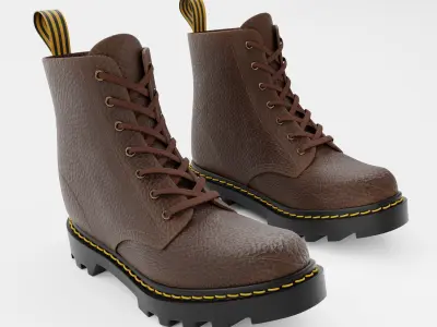 Leather Boot Combat - Military Tactical Brown Low-poly 3D model