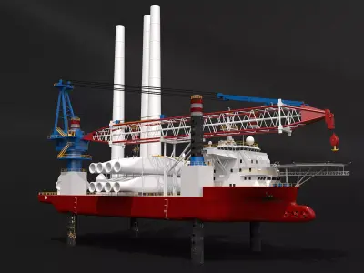 Offshore Wind Farm Construction Vessel 3D model