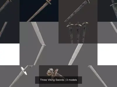 Three Viking Swords 3D Model Pack