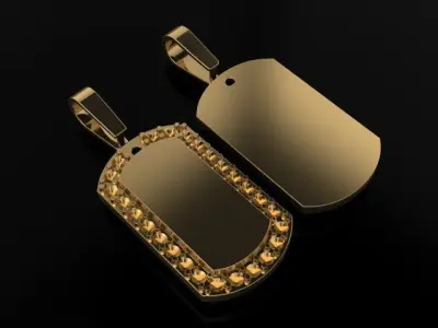 Dainty Diamond Dogtag ID Bar Pendant 3D print model