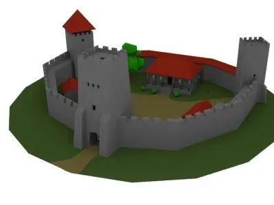 Lowpoly castle on island Free low-poly 3D model
