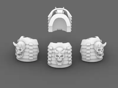 Cyber Samurai V7 Bushi Shoulder Pads Type D 3D print model