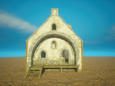 Medieval old House2-interior and exterior design Low-poly 3D model