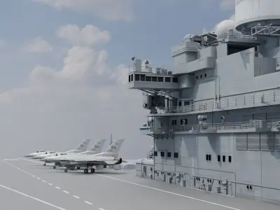 ship and Aircraft Low-poly 3D model