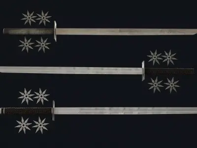 Ninja Weapon Set Low-poly 3D model purchase