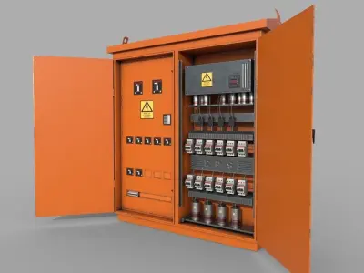 Electric Fuse Box  Yellow Low-poly 3D model