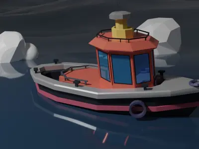 Boat Water Doodles  Low-poly 3D model