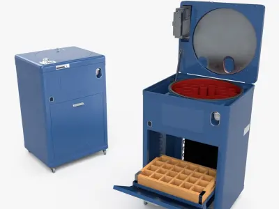 Compact Beverage Vending Cabinet with Casters Blue Vintage Rigged 3D model