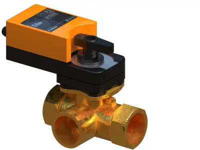 Three way ball valve 3D Model 3D model