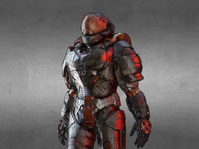Armored Character game ready Low-poly 3D model buy