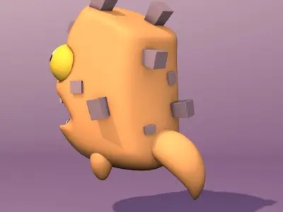 Monster cartoon character with big teeth 3D model