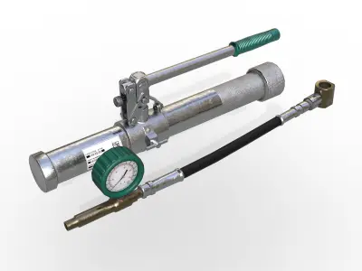 Manual Hydraulic Grease Gun with Pressure Gauge Low-poly 3D model