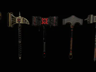 10 warhammer bundle Low-poly 3D model