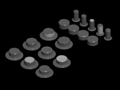 SET of ROTARY SWITCHES collection in high quality 3D model