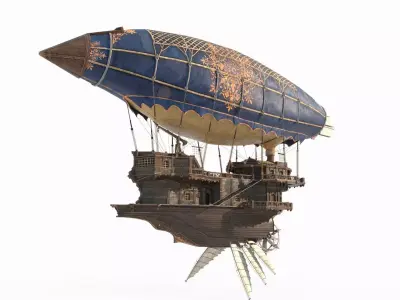 Ancient magical style luxury airship 3D model
