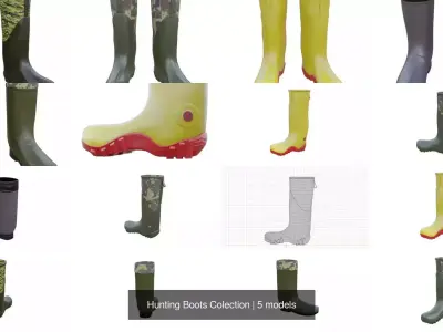 Hunting Boots Colection 3D Model Pack