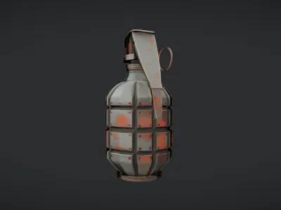 military hand grenade with weathered metal 3D model